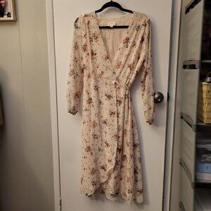 Pink Floral Everly Wrap Dress, Small